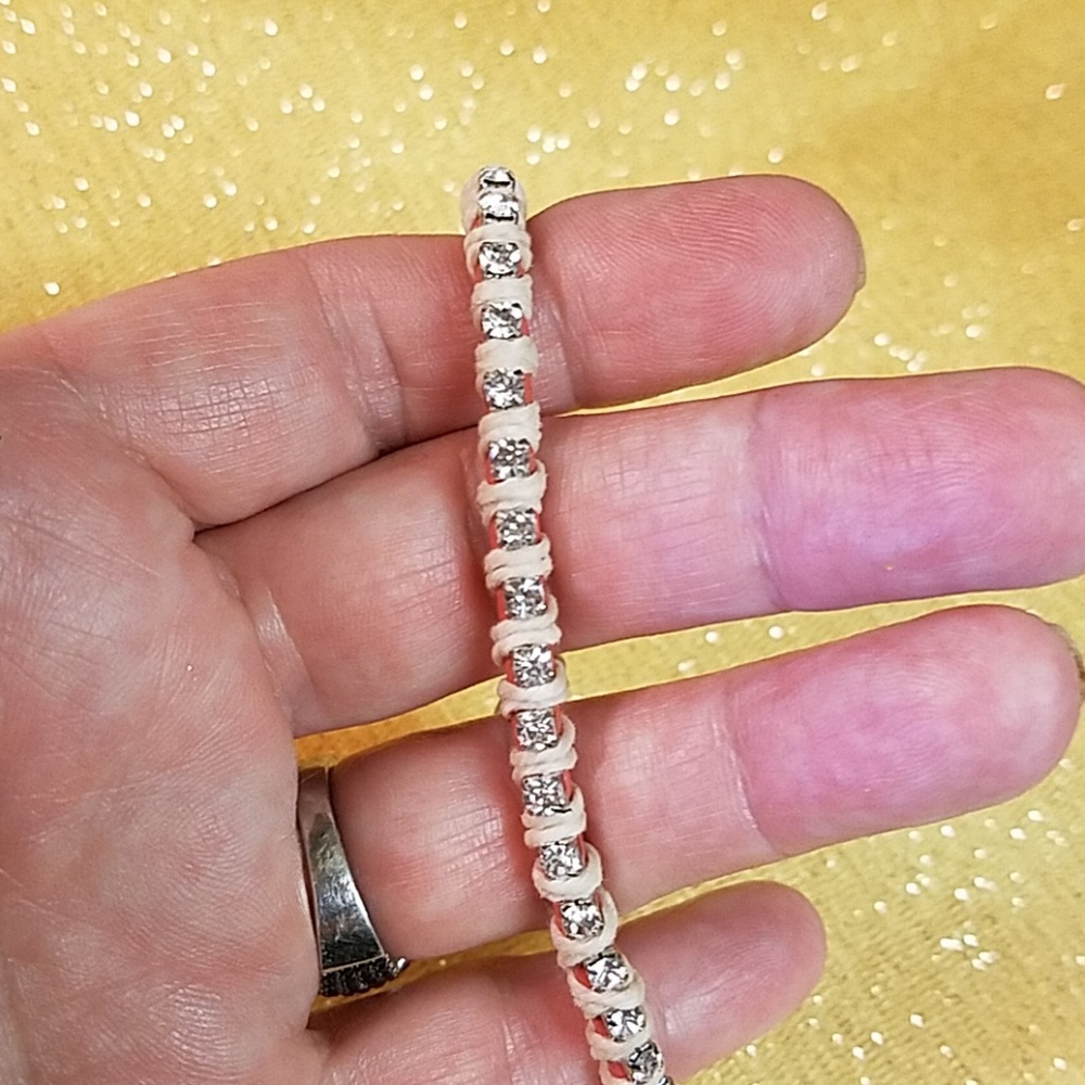 Leather Rhinestone Bracelet - Picture 2 of 4